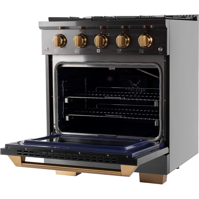 Kucht 2 Piece Kitchen Appliances Package with Liquid Propane Range in Stainless Steel KEG303/LP-KRH303A-C