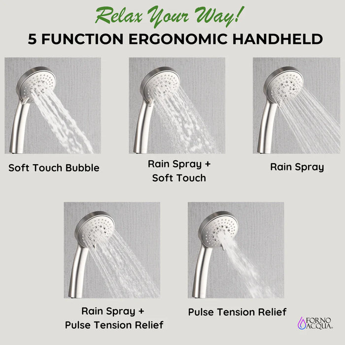 Forno Acqua AcquaSPA Shower Panel, Overhead Rainfall Shower, Handheld Shower Head SL31MC-L8