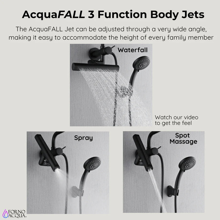 Forno Acqua AcquaFALL Mini Shower Head, Overhead Rainfall Shower SMW2BK-C8