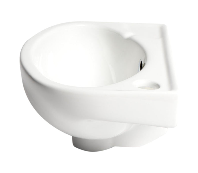 ALFI brand White 14" Small Wall Mounted Ceramic Sink, Faucet Hole ABC118