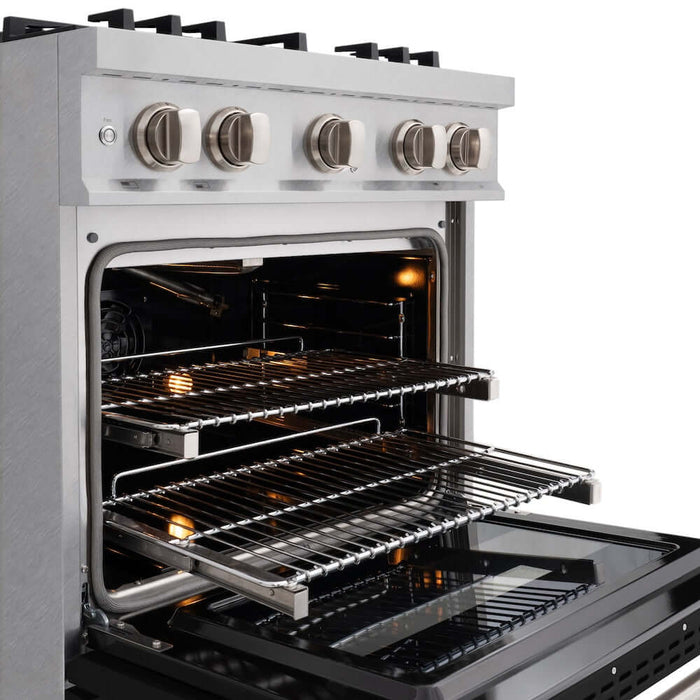 ZLINE 30" Classic Gas Range, Convection Gas Oven DuraSnow® Stainless Steel, Black Matte Door CGRS-BLM-30