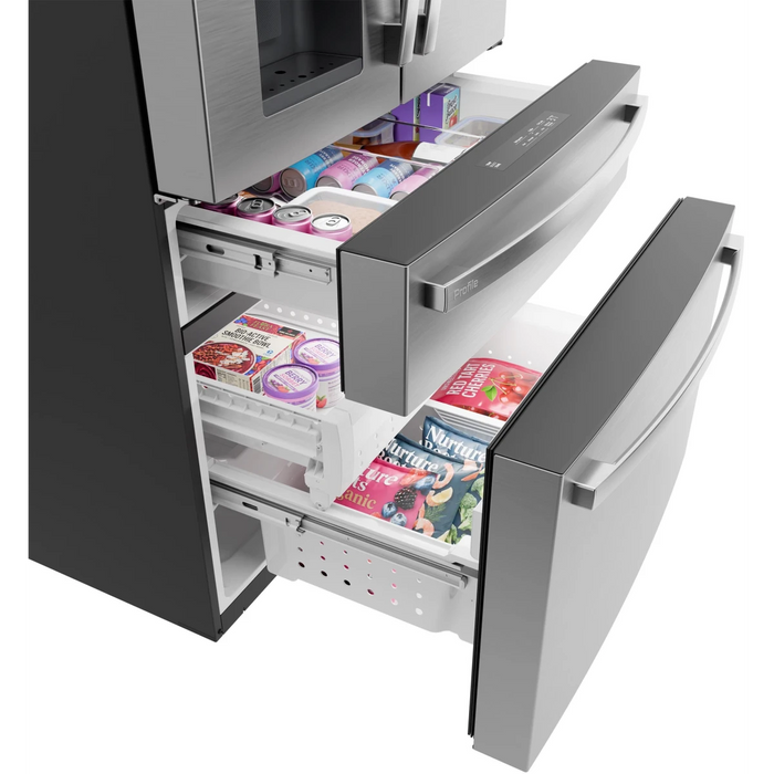 GE 36" Freestanding 4-Door French-Door Smart Refrigerator, PVD28HYYFS