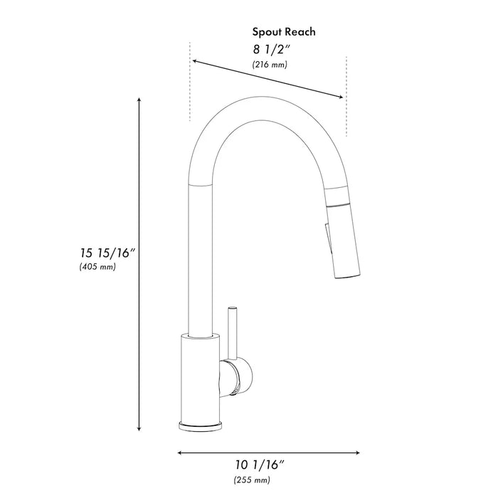 ZLINE Rubicon Pull Down Single Handle Kitchen Faucet, RBCN1-KF-BN