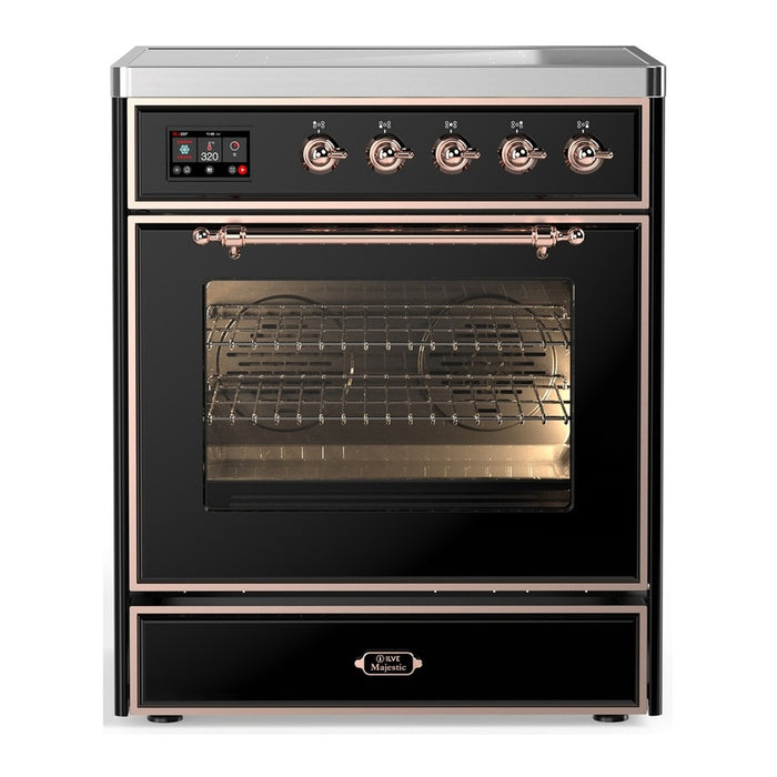 ILVE 30" Majestic III Induction Range Glossy Black Burnished Trim UMIB30NR3BKB