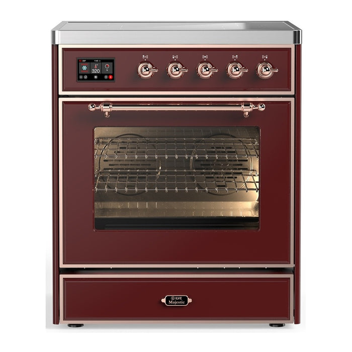 ILVE Majestic III 30" Induction Range, Burgundy, Burnished Trim UMIB30NR3BUB