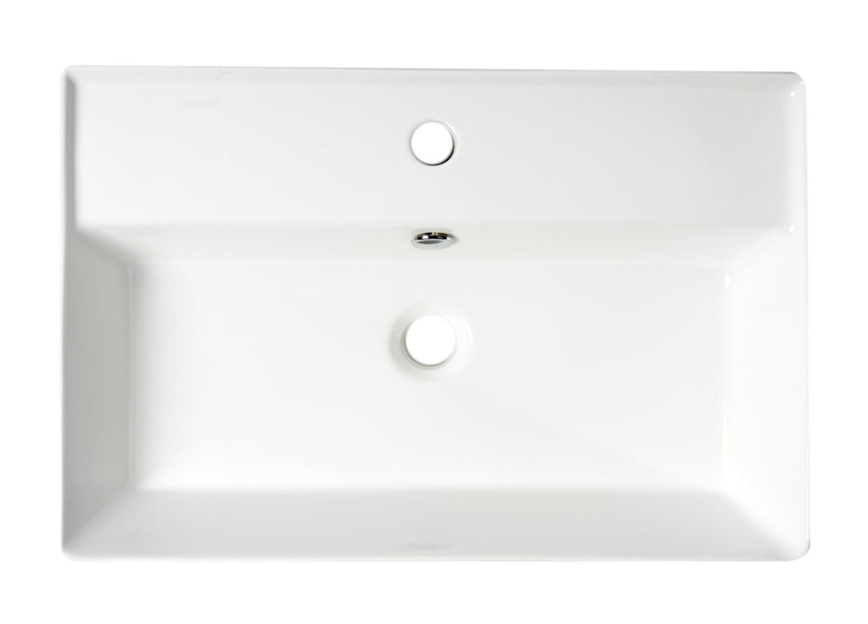 ALFI brand 24" Modern Rectangular Above Mount Ceramic Sink, Faucet Hole ABC901