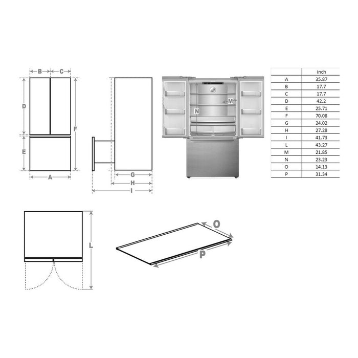 Verona 36" Freestanding French Door Refrigerator VEFFD3620RISL