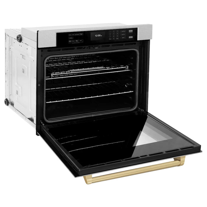 ZLINE 30"Professional True Convection Single Wall Oven, Air Fry, Self Clean, DuraSnow® Champagne Bronze WASSZ-30-CB