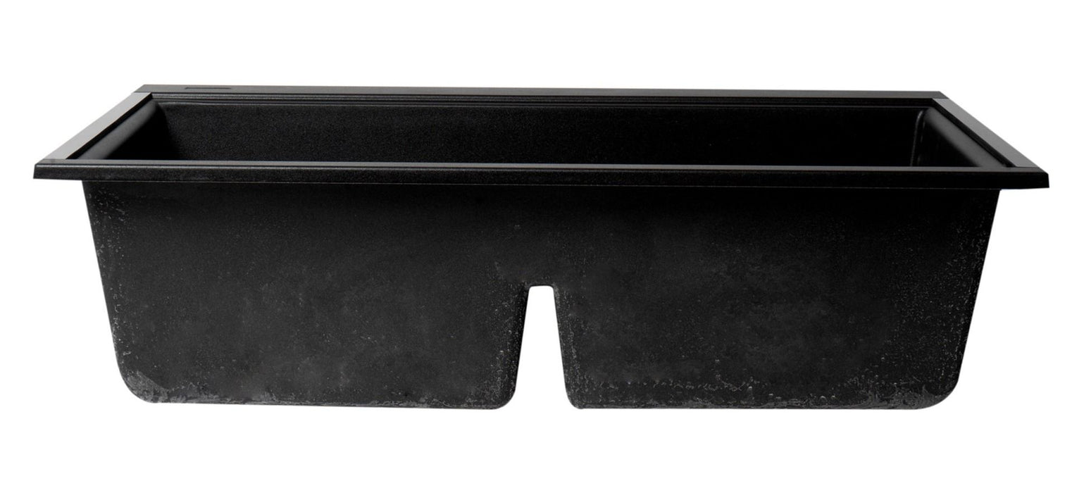 ALFI brand 33" Workstation Step Rim Double Bowl Sink, Accessories AB3418DBUM