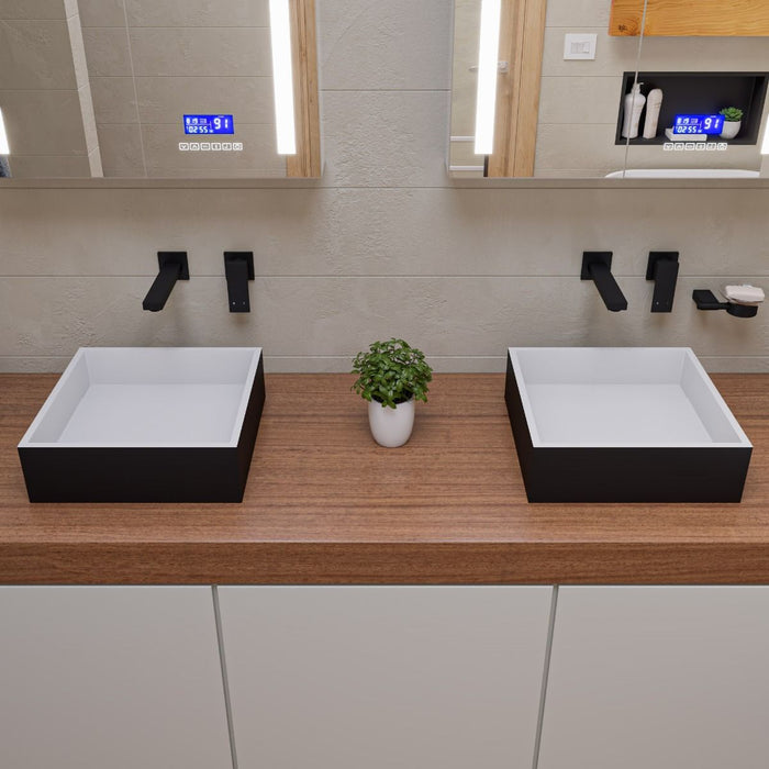 ALFI brand Black Matte 14" Square Solid Surface Resin Sink ABRS14SBM