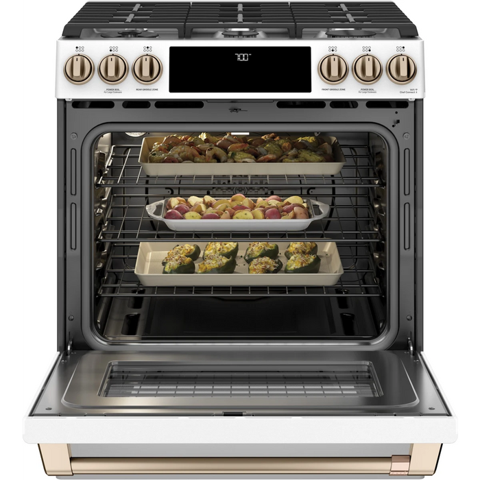 Cafe 30" Slide-In Gas Smart Range, CGS700P4MW2