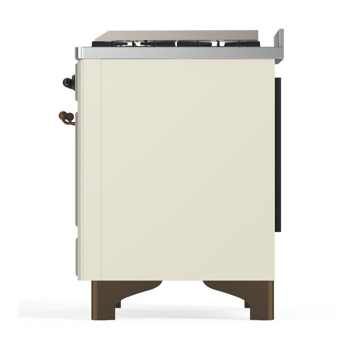 ILVE Majestic III 60" Dual Fuel Range, Antique White, Burnished Trim UM60FSNR3AWB