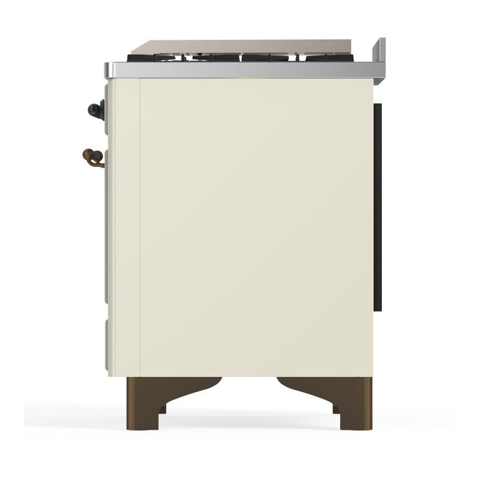 ILVE Majestic III 60" Dual Fuel Range, Antique White, Burnished Trim UM60FSQNR3AWB