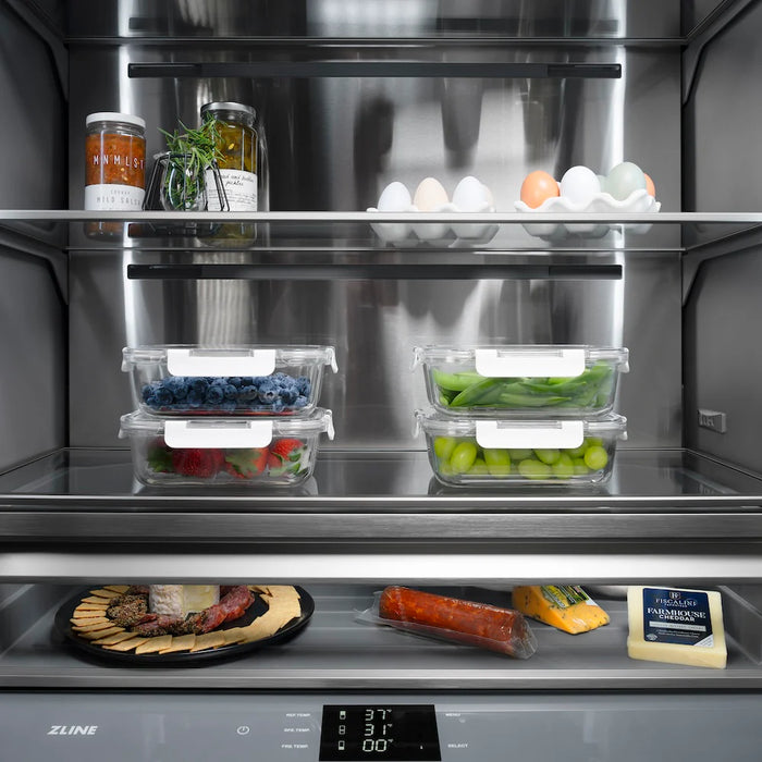 ZLINE 30" Panel Ready Built-In Bottom Freezer Refrigerator, Water Dispenser, Ice Maker, Graphite Gray Interior GRBIV-30