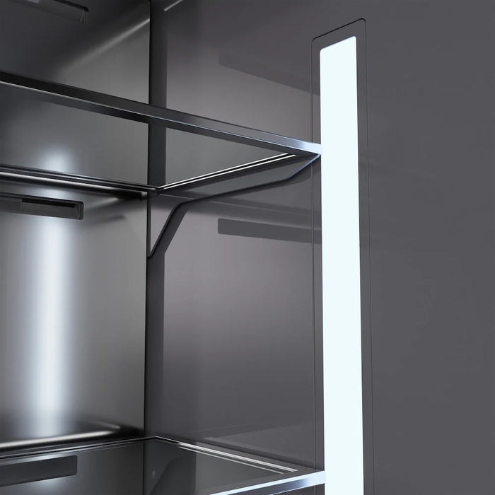 ZLINE Autograph Edition 60" French Door Built-In Bottom Freezer Refrigerator, Water Dispenser, Ice Maker, Stainless Steel, Graphite Gray Interior, Helix Handles GRBIVZ-30460KCB