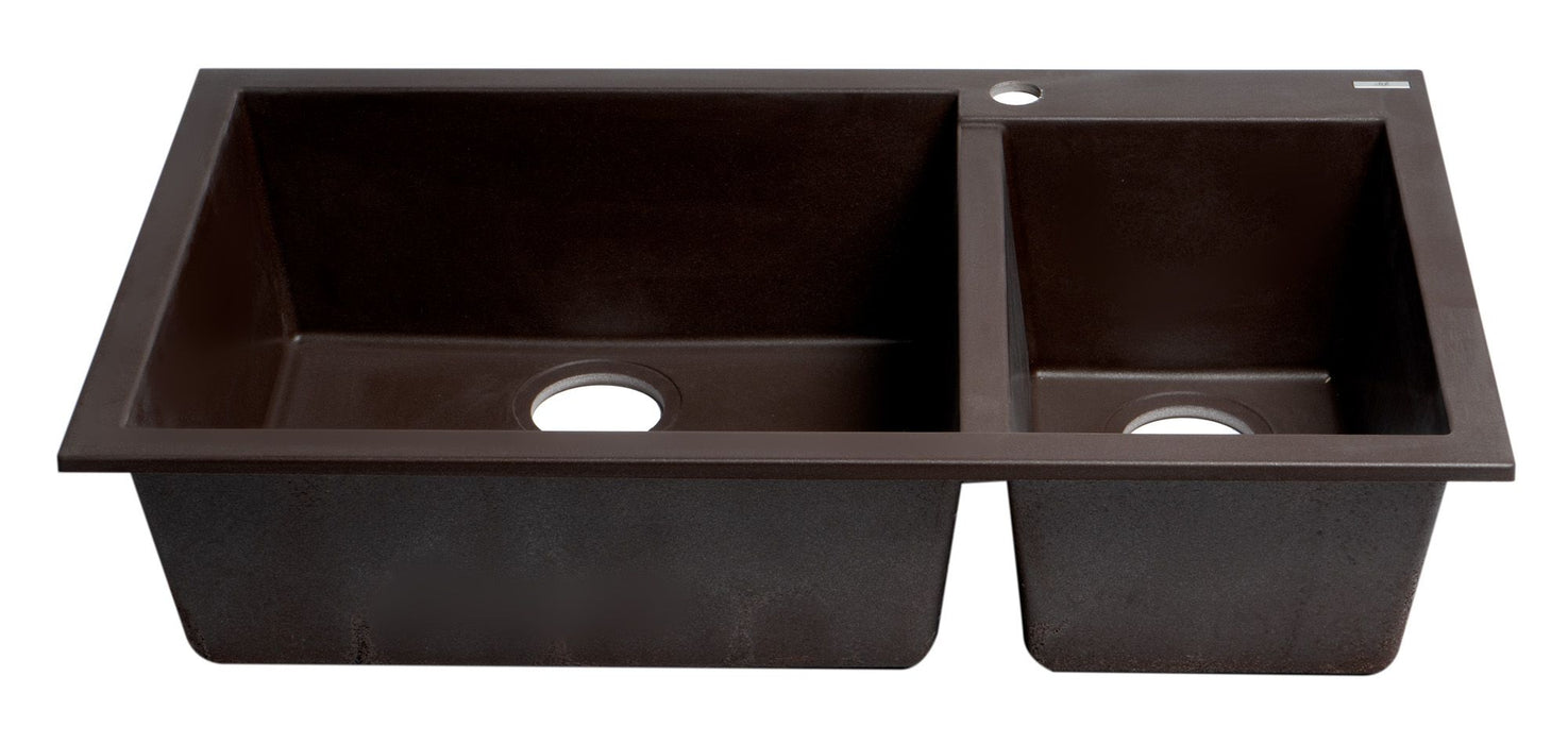 ALFI brand 34" Double Bowl Drop In Granite Composite Kitchen Sink AB3319DI