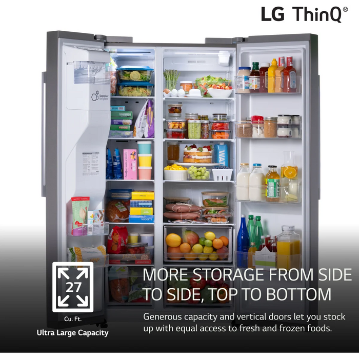 LG 36" Freestanding Side-by-Side Smart Refrigerator, LS27T3230S