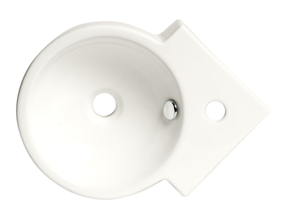 ALFI brand White 17" Tiny Corner Wall Mounted Ceramic Sink, Faucet Hole ABC121