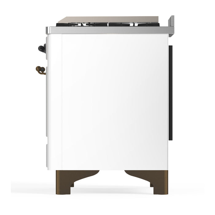 ILVE Majestic III 40" Dual Fuel, Range, White, Burnished Trim UMD40FNR3WHB