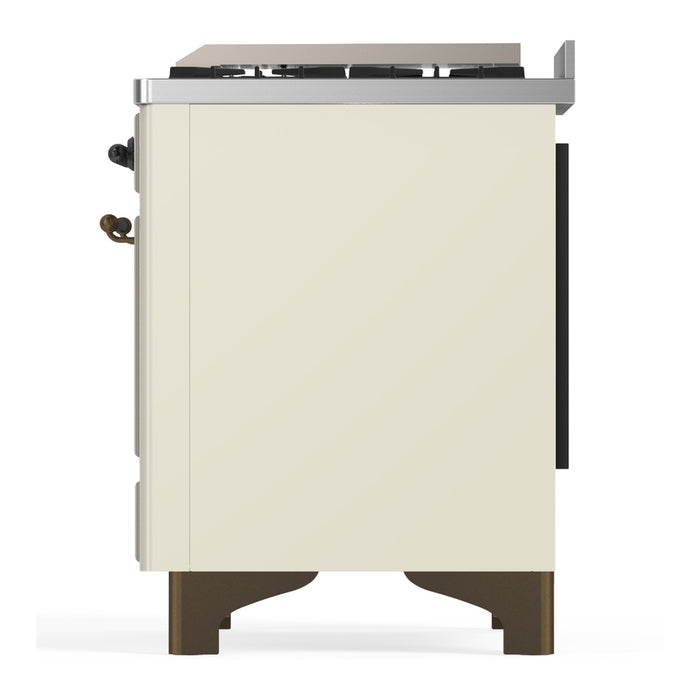 ILVE Majestic III 40" Dual Fuel, Range, Antique White, Burnished Trim UMD40FNR3AWB