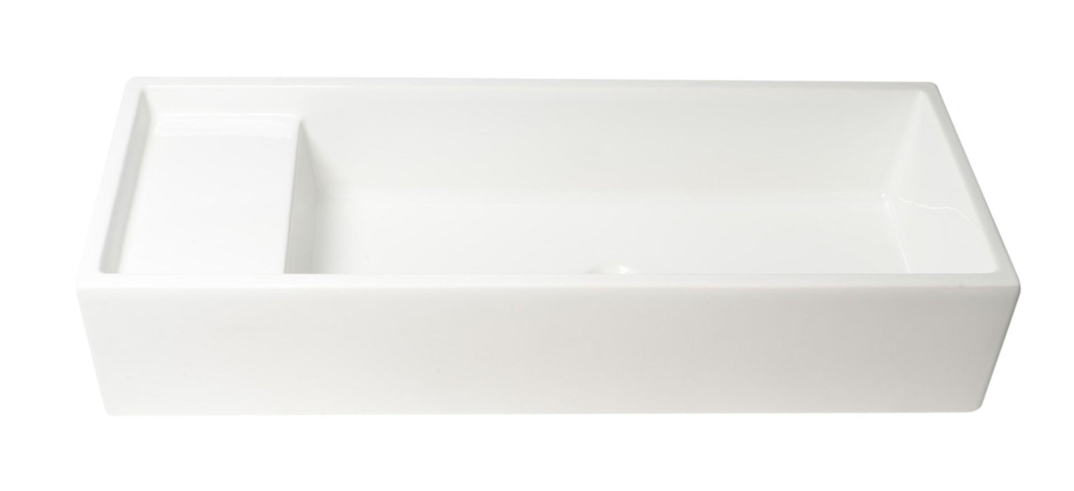 ALFI brand 39" White Above Mount Fireclay Bathroom Trough Sink AB39TR