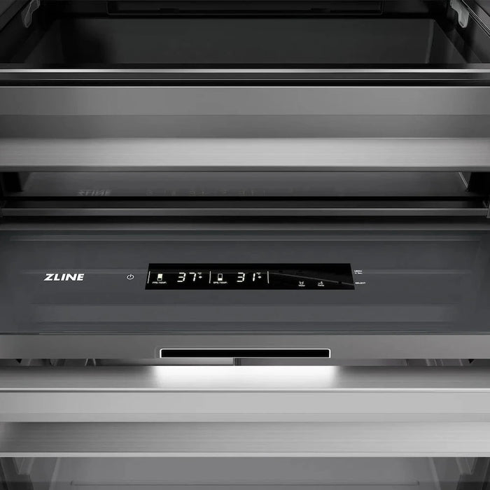 ZLINE 24" Column Refrigerator Black Stainless Steel, Graphite Gray Interior Champagne Bronze RCRVZ-BS-24-CB