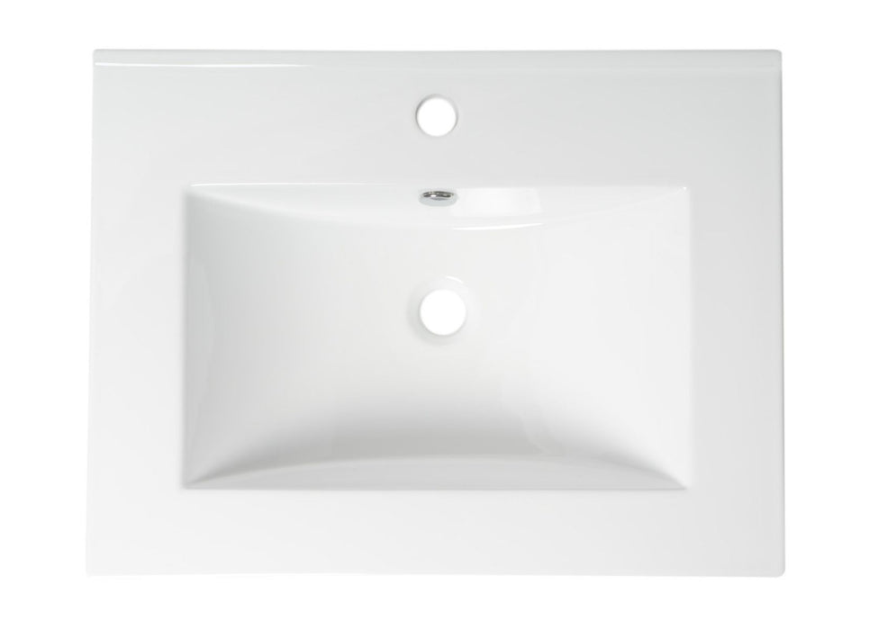 ALFI brand White 25" Rectangular Drop In Ceramic Sink, Faucet Hole ABC803