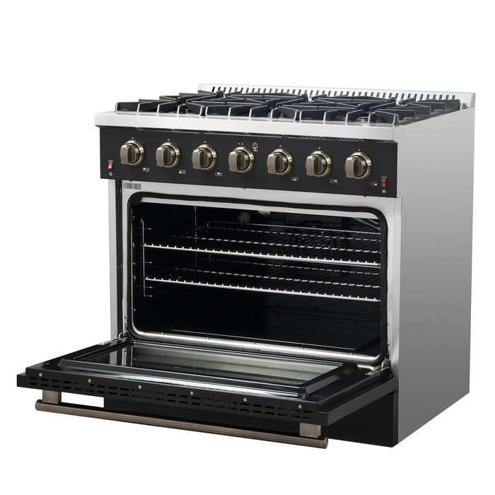 FORNO Galiano 36" Gas on Gas Range FFSGS6244-36BLK