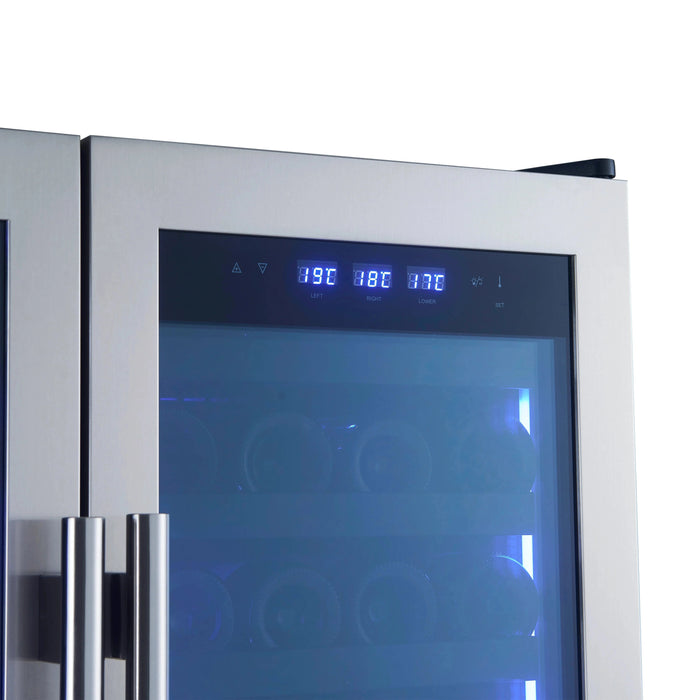 FORNO Campania 32" 120 Bottle Triple Zone French Door Wine Cooler FWCDR6635-32S