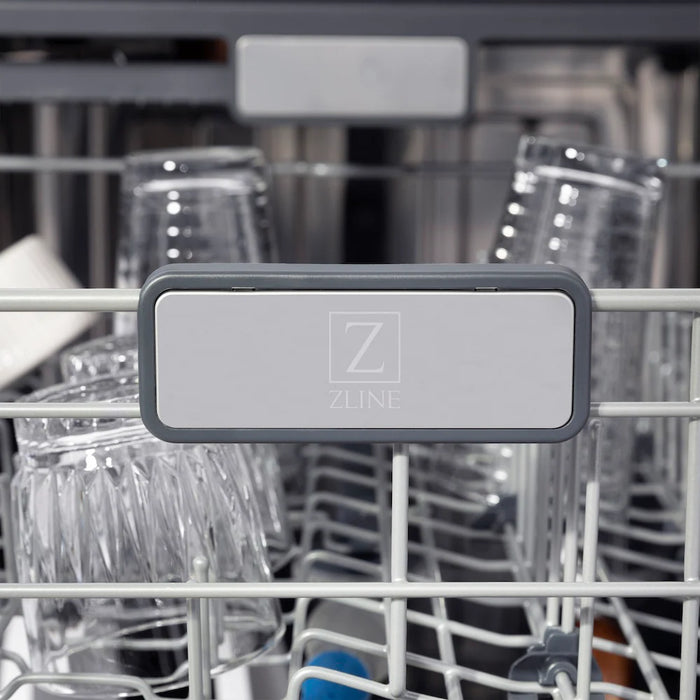 ZLINE Autograph Edition 24" Monument Series Dishwasher, Black Stainless Steel, Helix Handle DWMTZ-BS-24-KCB