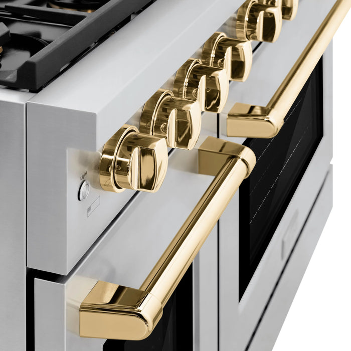 ZLINE 48"Paramount Dual Fuel Range Stainless Steel Gold SDRZ-48-G