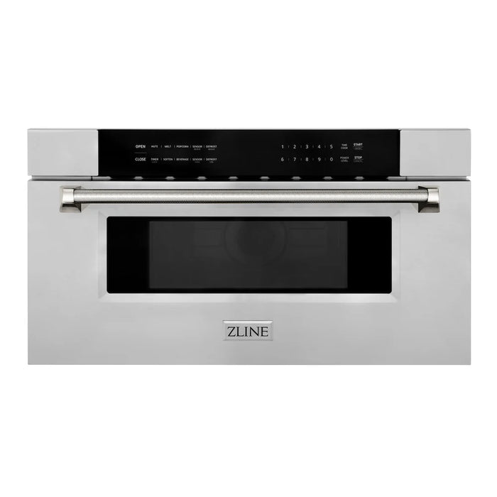 ZLINE Autograph Edition 30" Built-in Microwave Drawer, Stainless Steel, Helix Handle MWDZ-30-KCB