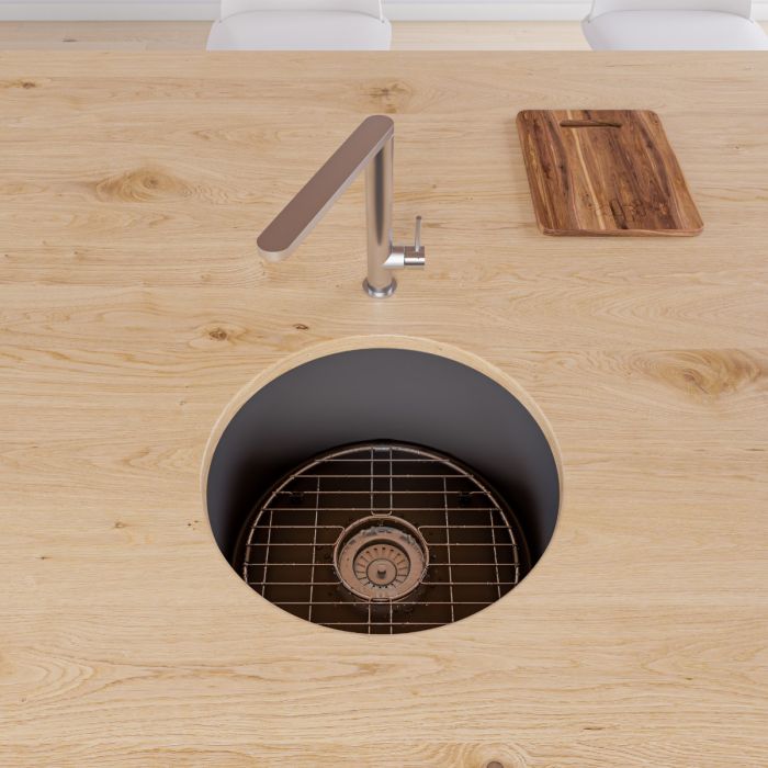 ALFI brand Round 18" Undermount / Drop In Fireclay Prep Sink ABF1818R