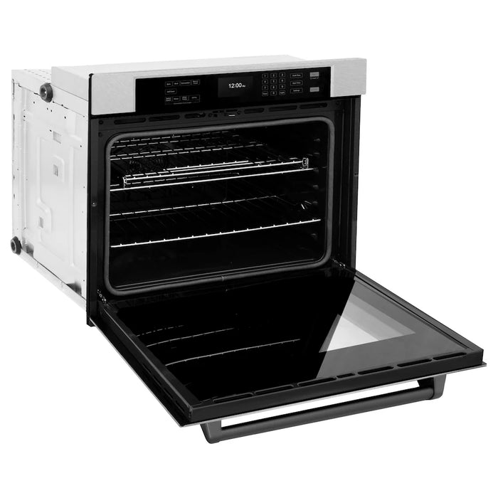 ZLINE 30"Professional True Convection Single Wall Oven, Air Fry, Self Clean, DuraSnow® Matte Black WASSZ-30-MB