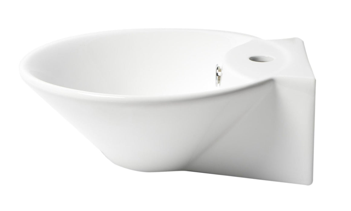 ALFI brand White 17" Round Wall Mounted Ceramic Sink, Faucet Hole ABC113
