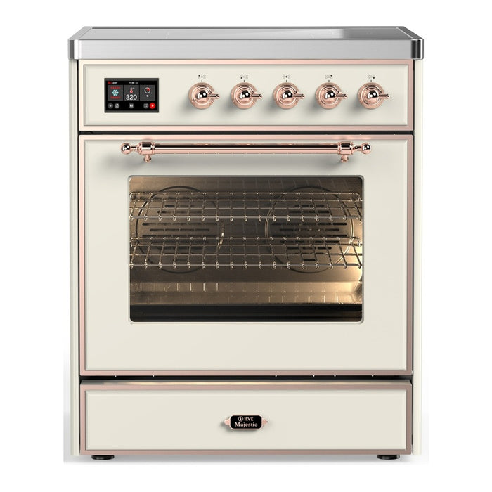 ILVE 30"Majestic III Induction Range, Antique White, Burnished Trim UMIB30NR3AWB