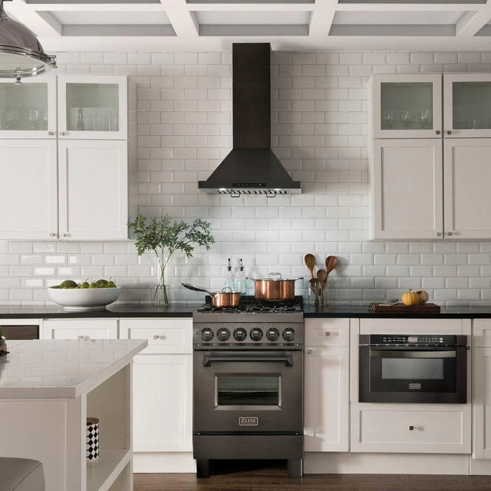 ZLINE Wall Range Hood, Black Stainless Steel, Charcoal Filters BSKBN-CF