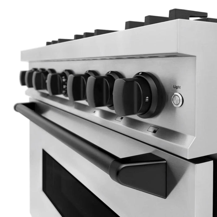 ZLINE 36" Classic Gas Range, Convection Gas Oven Stainless Steel, Matte Black CGRZ-36-MB