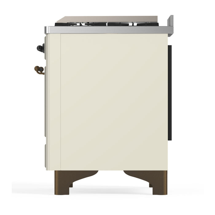 ILVE Majestic III 60" Dual Fuel Range, Antique White, Burnished Trim UM60FNR3AWB