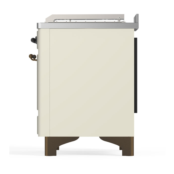 ILVE Majestic III 48" Dual Fuel, Range, Antique White, Burnished Trim UM48FSNR3AWB