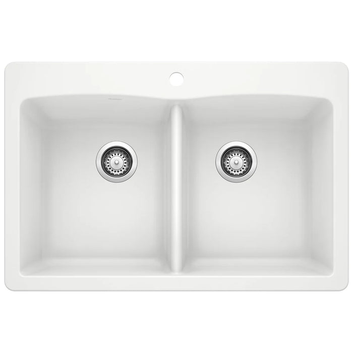 BLANCO Diamond SILGRANIT 33" 50/50 Double Bowl Dual Mount Kitchen Sink