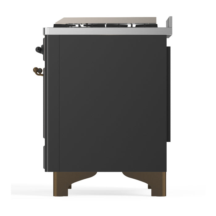 ILVE Majestic III 40" Dual Fuel, Range, Matte Graphite, Burnished Trim UMD40FNR3MGB
