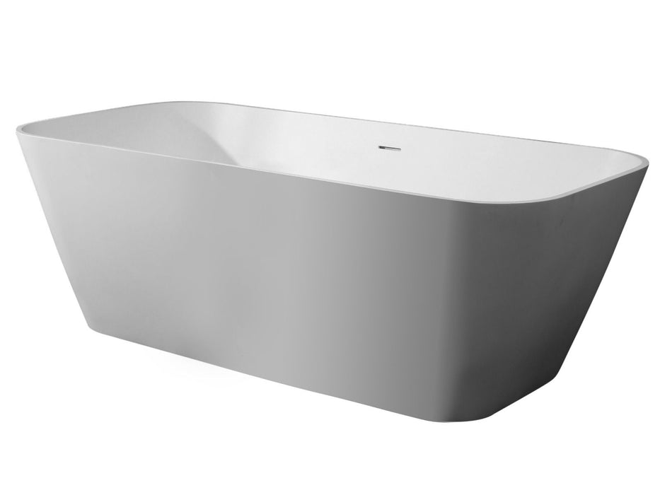 ALFI brand 67" White Rectangular Solid Surface Smooth Resin Soaking Bathtub AB9952