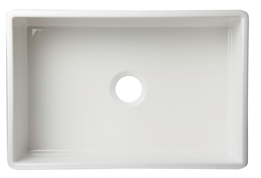 ALFI brand 30" Single Bowl Smooth Panel Fireclay Farmhouse Kitchen Sink AB510-W