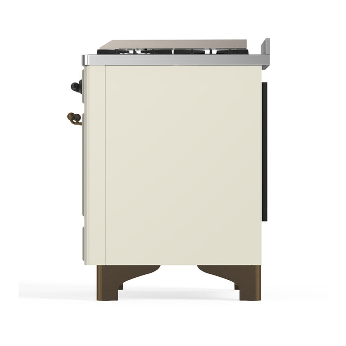 ILVE Majestic III 40" Dual Fuel, Range, Antique White, Burnished Trim UMD40FQNR3AWB