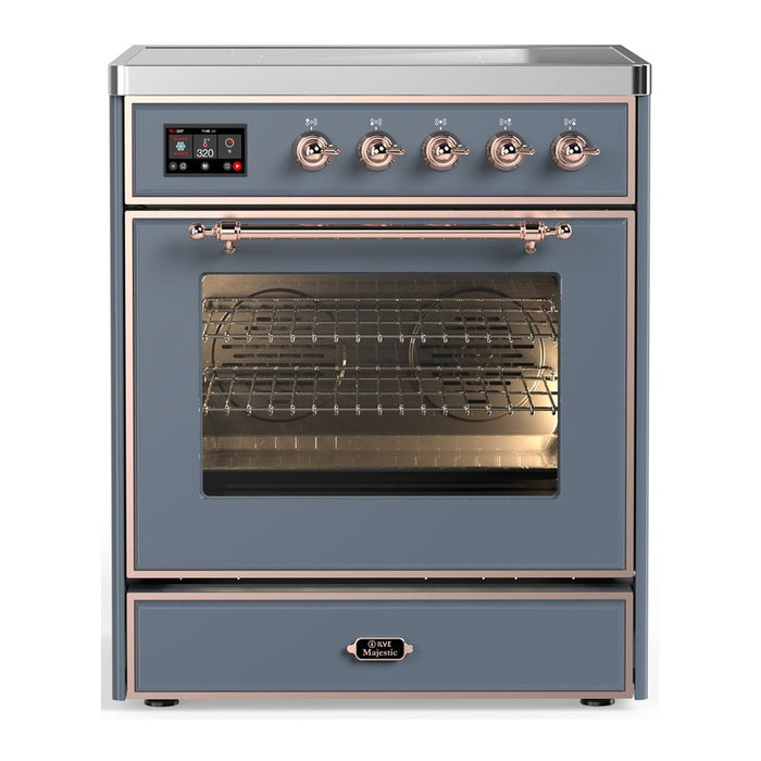 ILVE 30" Majestic III Series Induction Range Blue Grey, Burnished Trim UMIB30NR3BGB