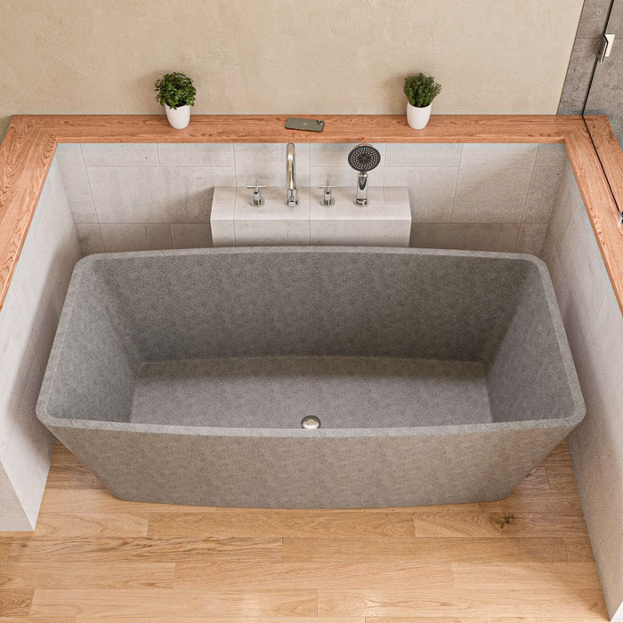 ALFI brand 71" Solid Concrete Rectangular Freestanding Bathtub ABCO71TUB