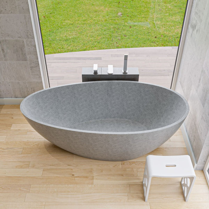 ALFI brand 72" Solid Concrete Tear Drop Freestanding Bathtub ABCO72TUB
