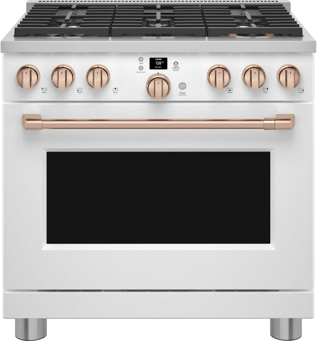 Cafe 36" Smart Commercial Style Gas Range, Matte White CGY366P4TW2