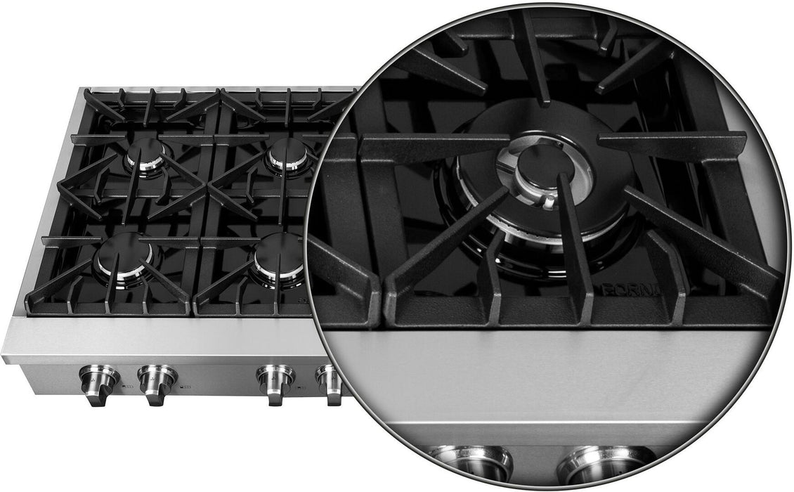 Forno Lseo 48 in. 8 Burner Gas Rangetop with Griddle in Stainless Steel, FCTGS5737-48 Forno